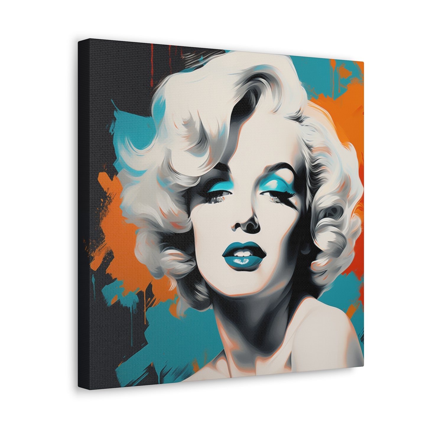Canvas Wall Art, Gallery Wrapped Pop Art, Celebrity Wall Art – Marilyn Monroe - Orange and Teal