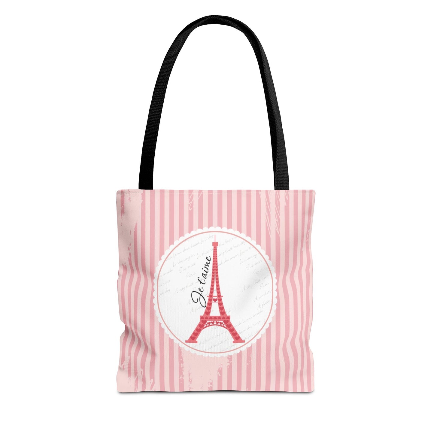 Ja taime Paris Tote Bag, Utility Tote - Eiffel Tower Tote - Fashion Tote - Pink Stripe