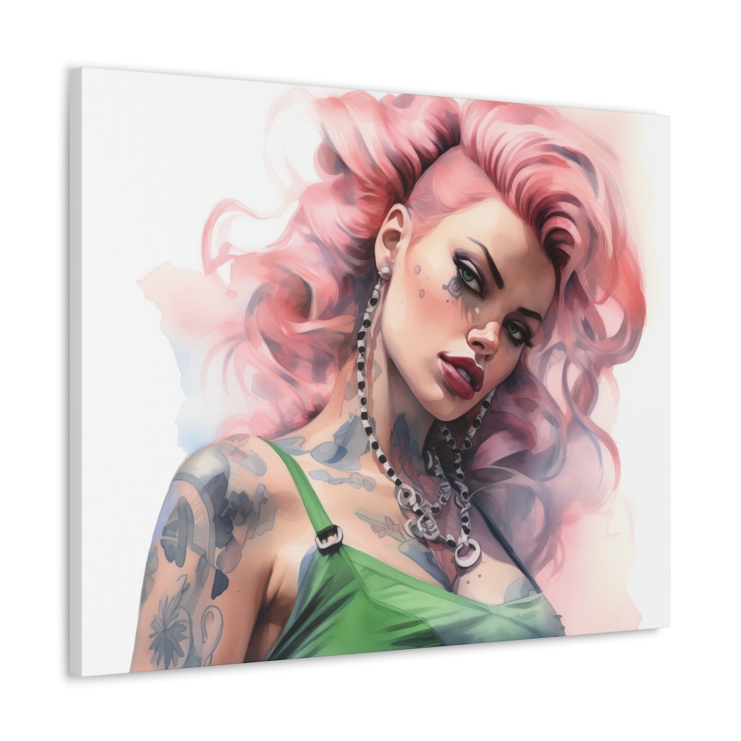 Gallery Wrapped Canvas, Edgy Tattooed Beauty, Urban Pop Art Canvas – Colette
