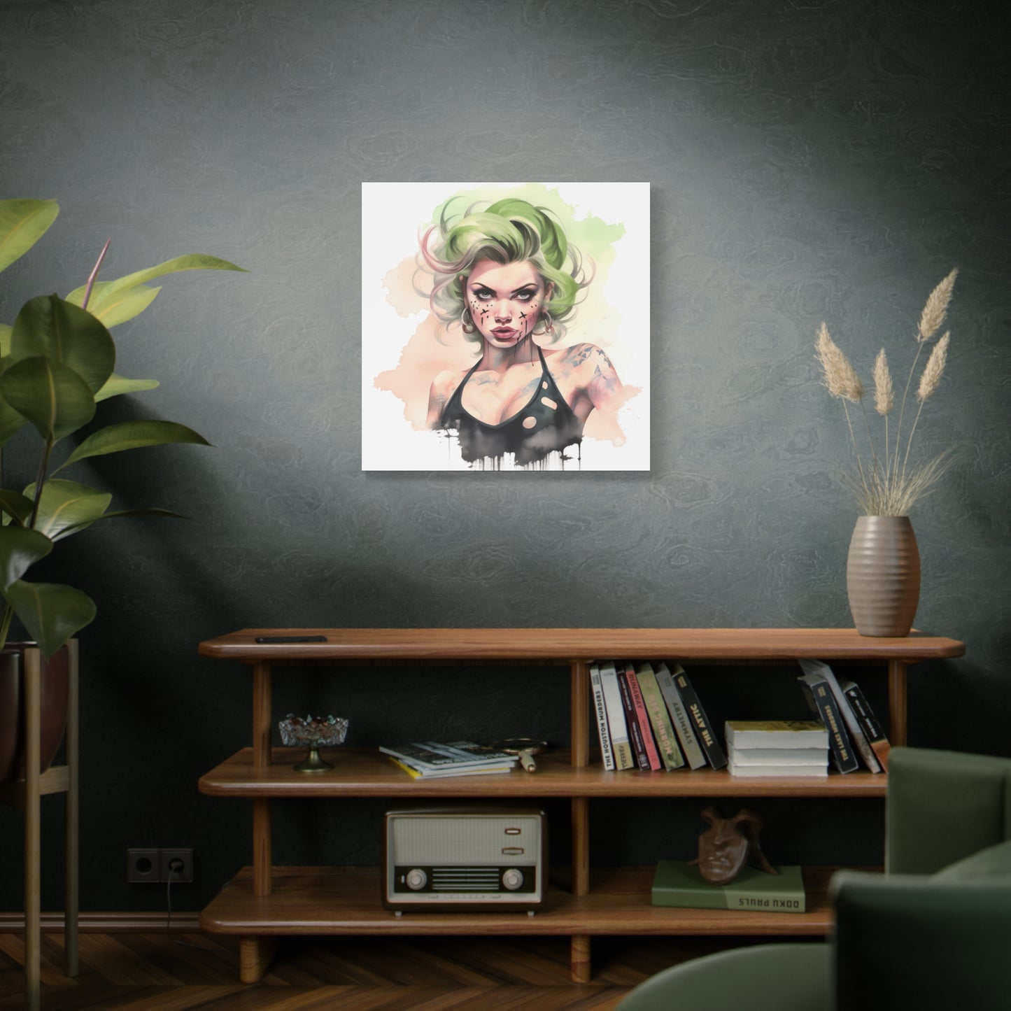 Gallery Wrapped Canvas, Edgy Tattooed Beauty, Urban Pop Art Canvas – Ivy