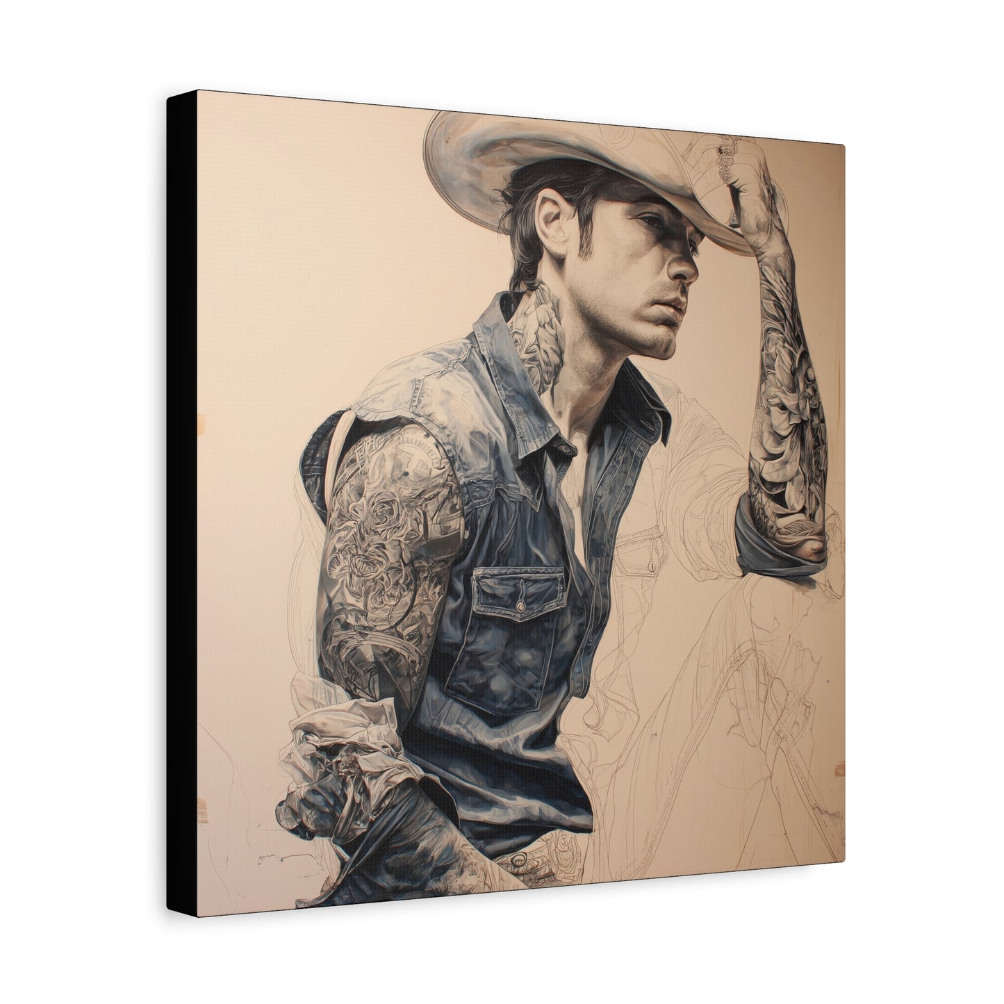 Gallery Wrapped Canvas, Wranglers and Wreckage Art Canvas, Erotic Pinup Art Canvas – Clay