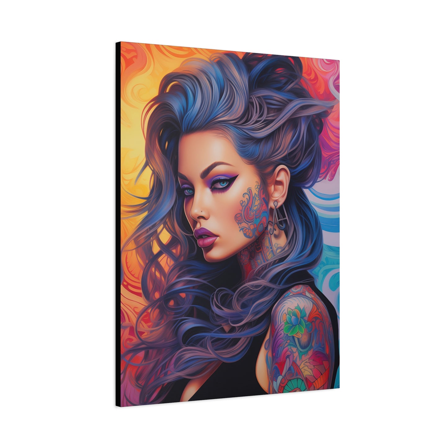Gallery Wrapped Canvas, Edgy Tattooed Beauty, Urban Pop Art Canvas – Faye