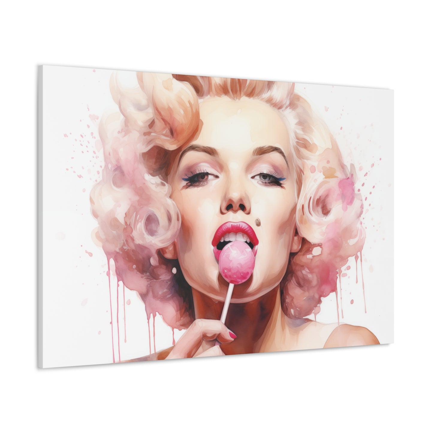 Canvas Wall Art, Gallery Wrapped Pop Art, Celebrity Wall Art – Marilyn Monroe - Lollipop