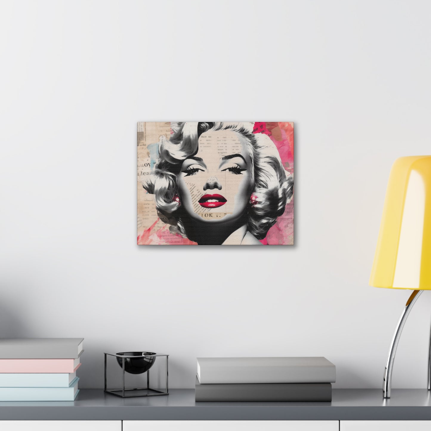 Canvas Wall Art, Gallery Wrapped Pop Art, Celebrity Wall Art – Marilyn Monroe - Newsprint