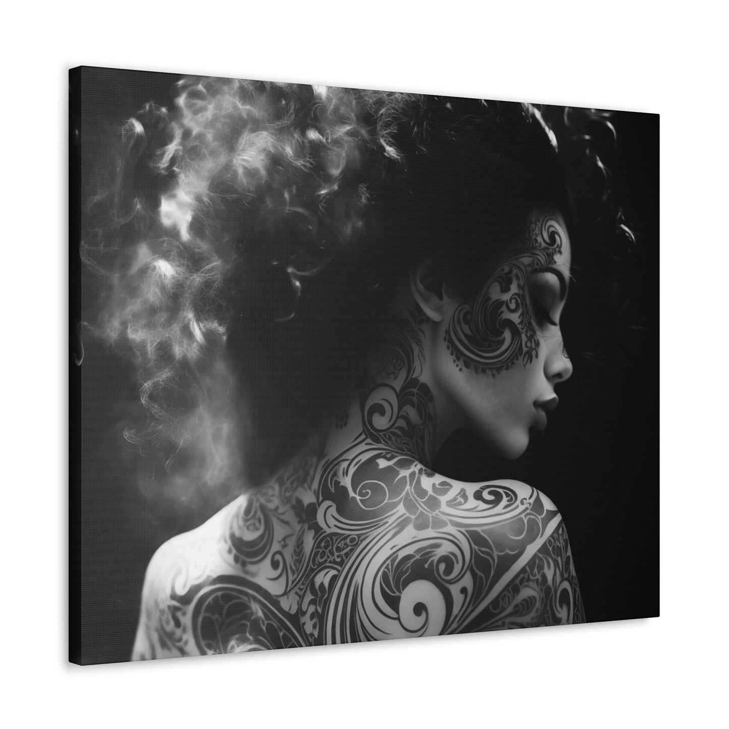 Canvas Gallery Wrap - Black and White Photography - Tattooed and Smoking Again