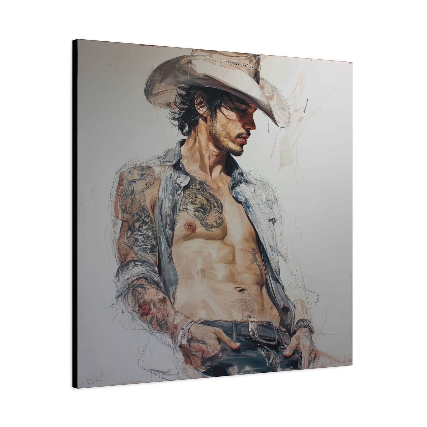 Gallery Wrapped Canvas, Wranglers and Wreckage Art Canvas, Erotic Pinup Art Canvas – Sawyer