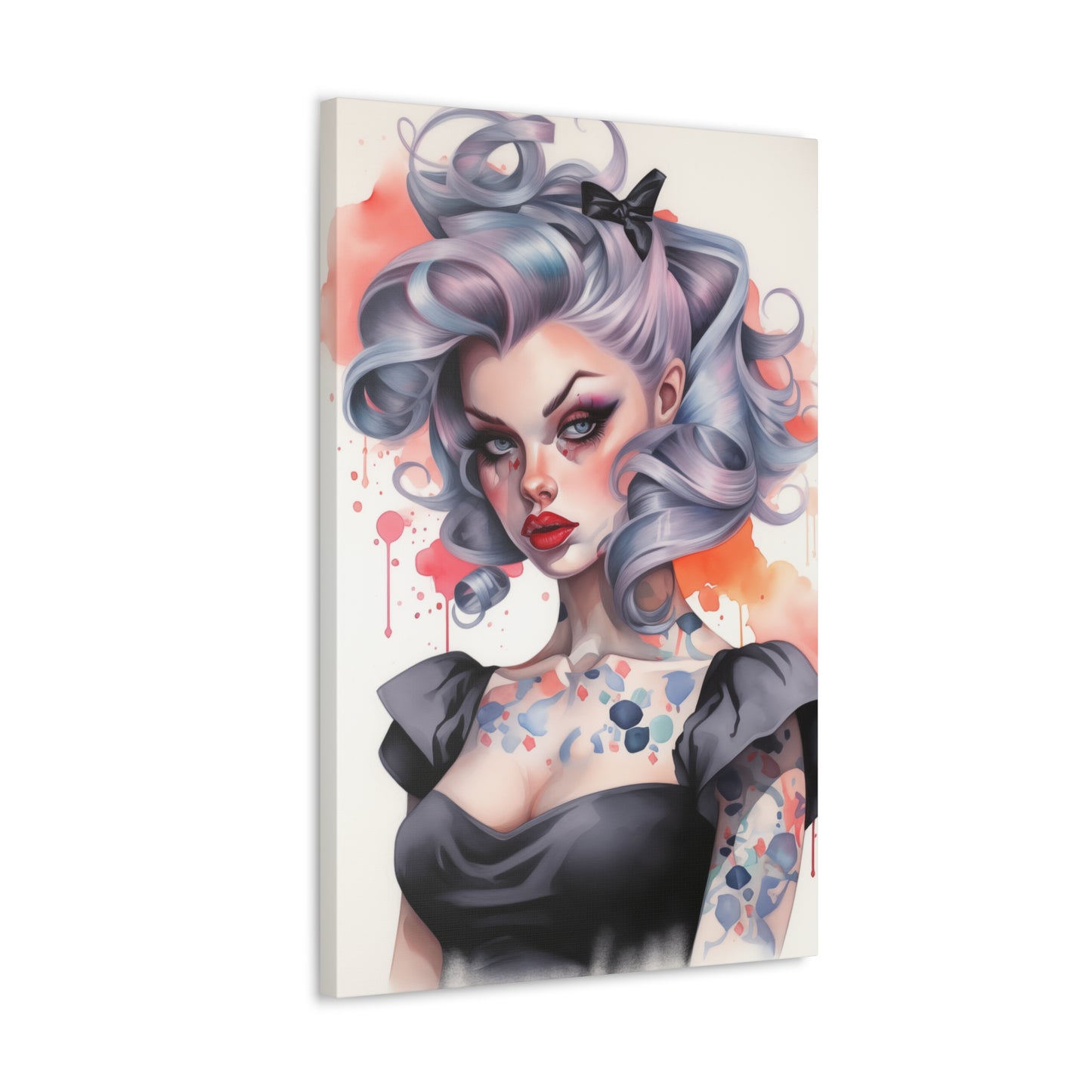 Gallery Wrapped Canvas, Edgy Tattooed Beauty, Urban Pop Art Canvas – Noelle