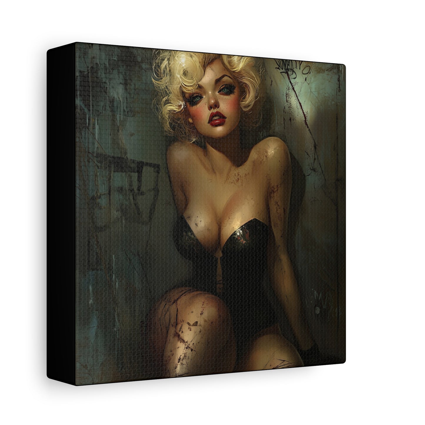 Gallery Wrapped Canvas, Guilt and Grit Adult Art Canvas, Erotic Pinup Art Canvas – Naomi