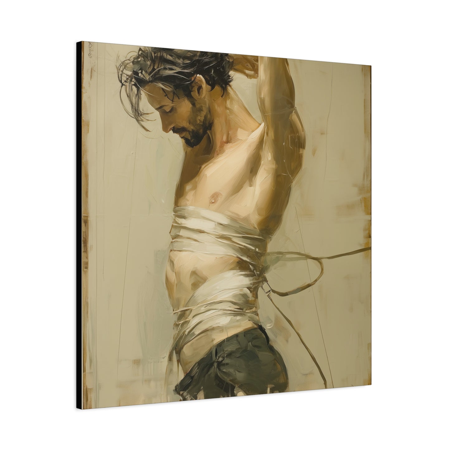 Gallery Wrapped Canvas, Ropes and Reverence Art Canvas, Erotic Shibari Art Canvas – Dante