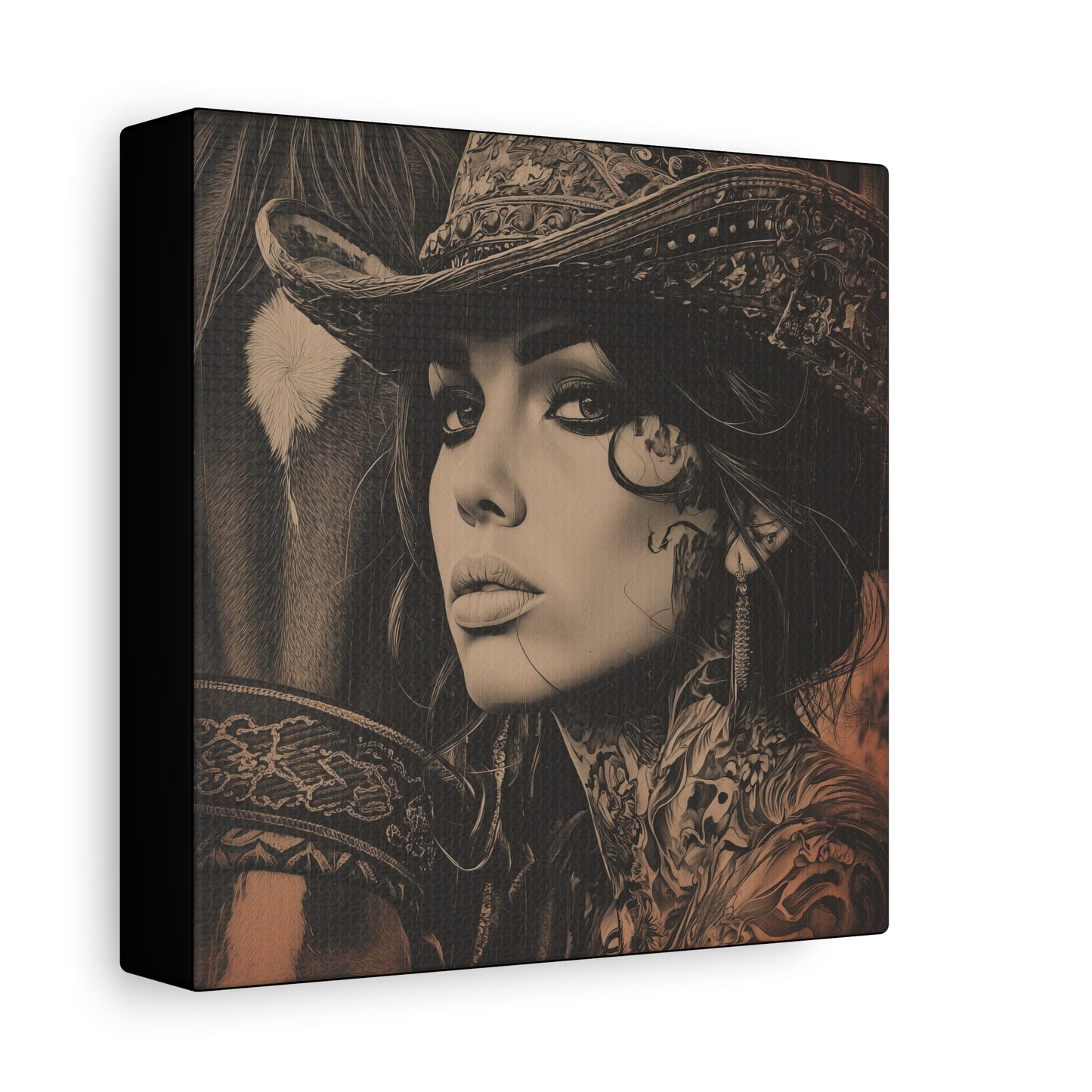 Gallery Wrapped Canvas, Wranglers and Wreckage Art Canvas, Erotic Pinup Art Canvas – Loretta