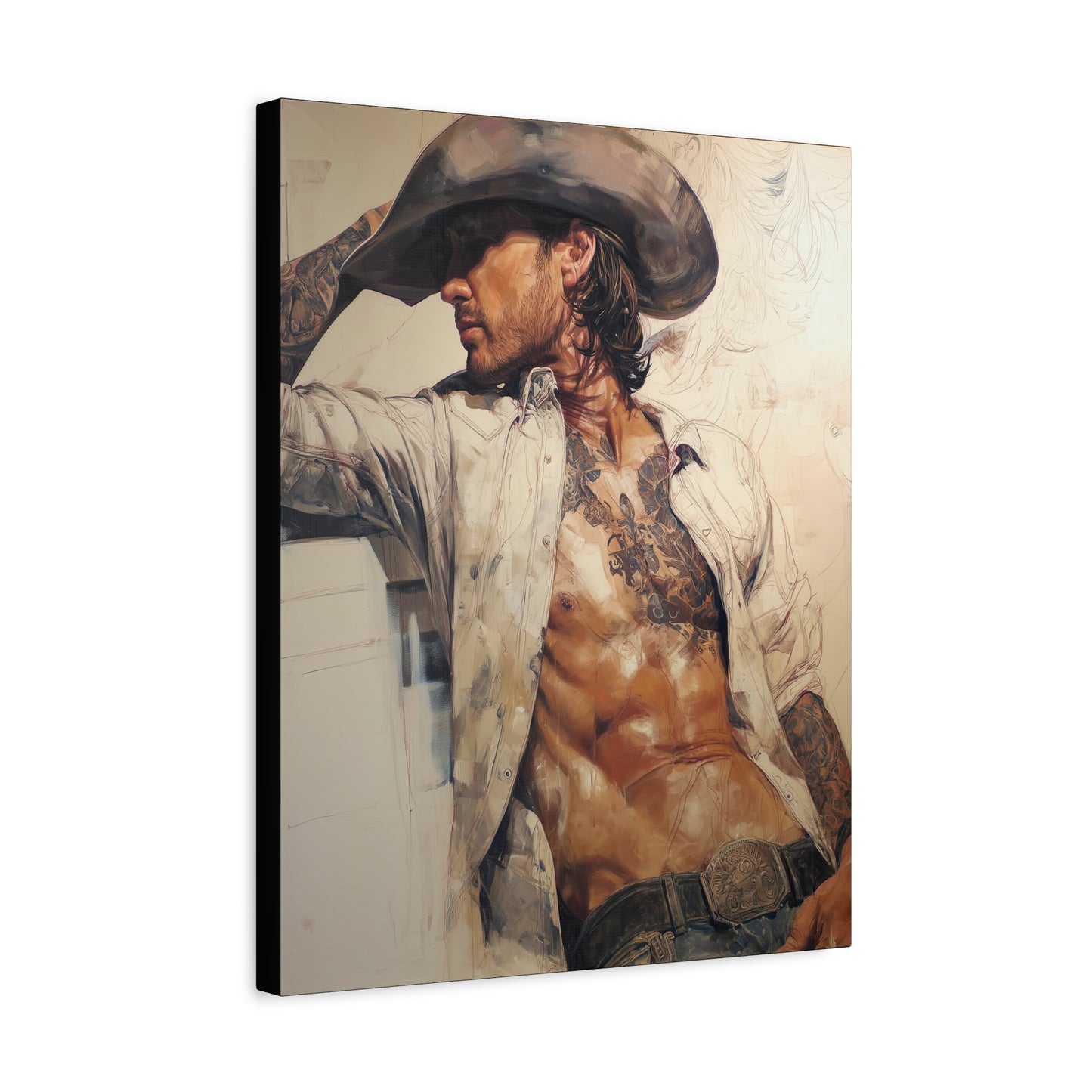 Gallery Wrapped Canvas, Wranglers and Wreckage Art Canvas, Erotic Pinup Art Canvas – Wyatt