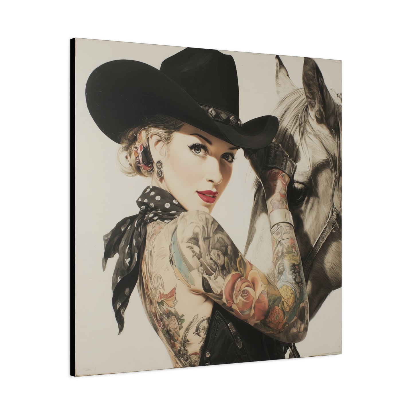 Gallery Wrapped Canvas, Wranglers and Wreckage Art Canvas, Erotic Pinup Art Canvas – Dottie