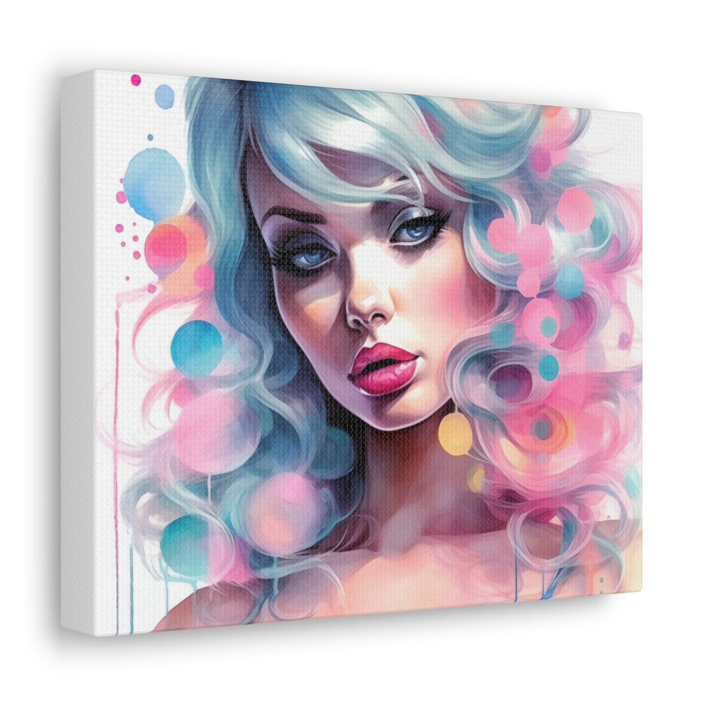 Canvas Gallery Wrapped High-Fashion Wall Art, Stylish Decor, Retro Femme Doll Pop Art – Sylvie