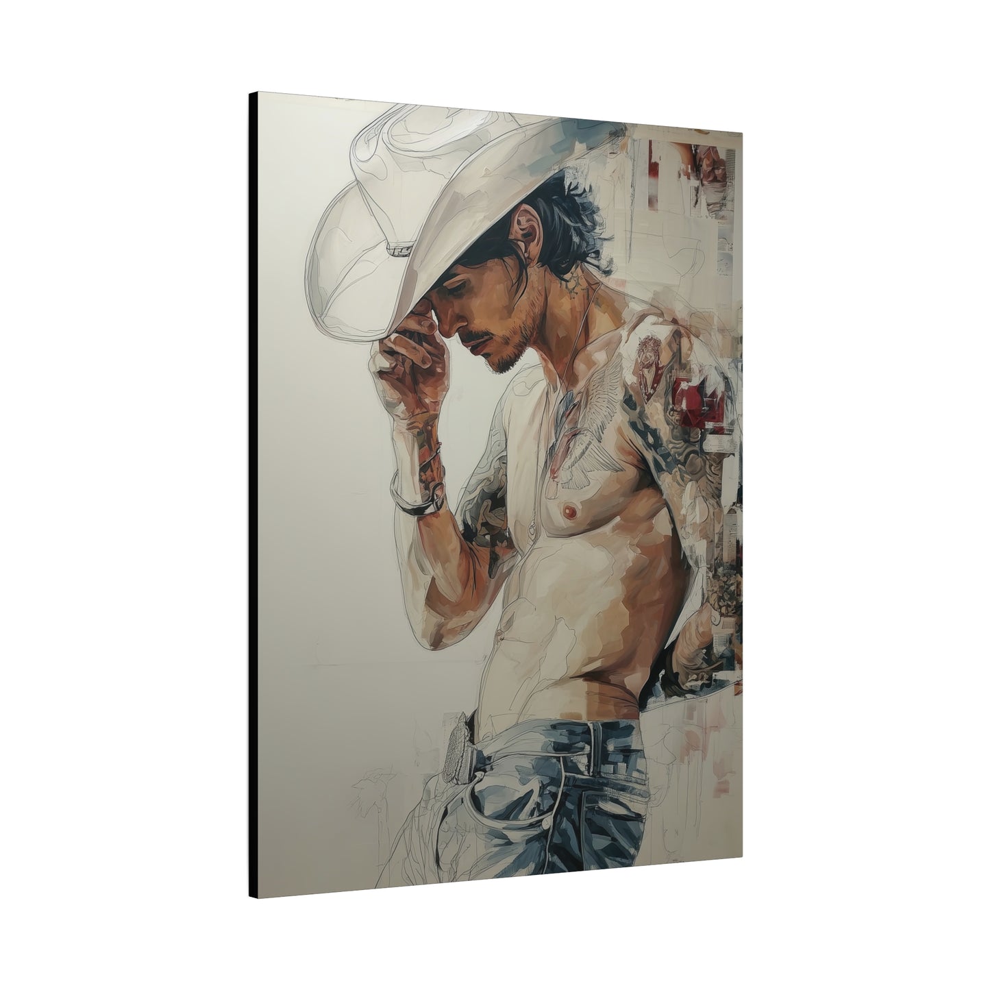 Gallery Wrapped Canvas, Wranglers and Wreckage Art Canvas, Erotic Pinup Art Canvas – Silas
