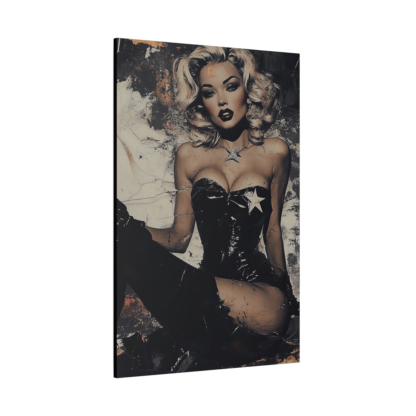 Gallery Wrapped Canvas, Guilt and Grit Adult Art Canvas, Erotic Pinup Art Canvas – Bianca