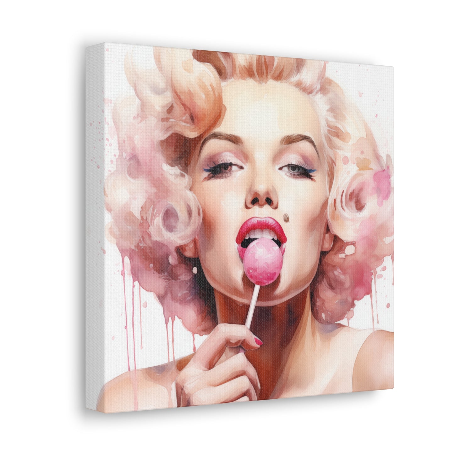 Canvas Wall Art, Gallery Wrapped Pop Art, Celebrity Wall Art – Marilyn Monroe - Lollipop