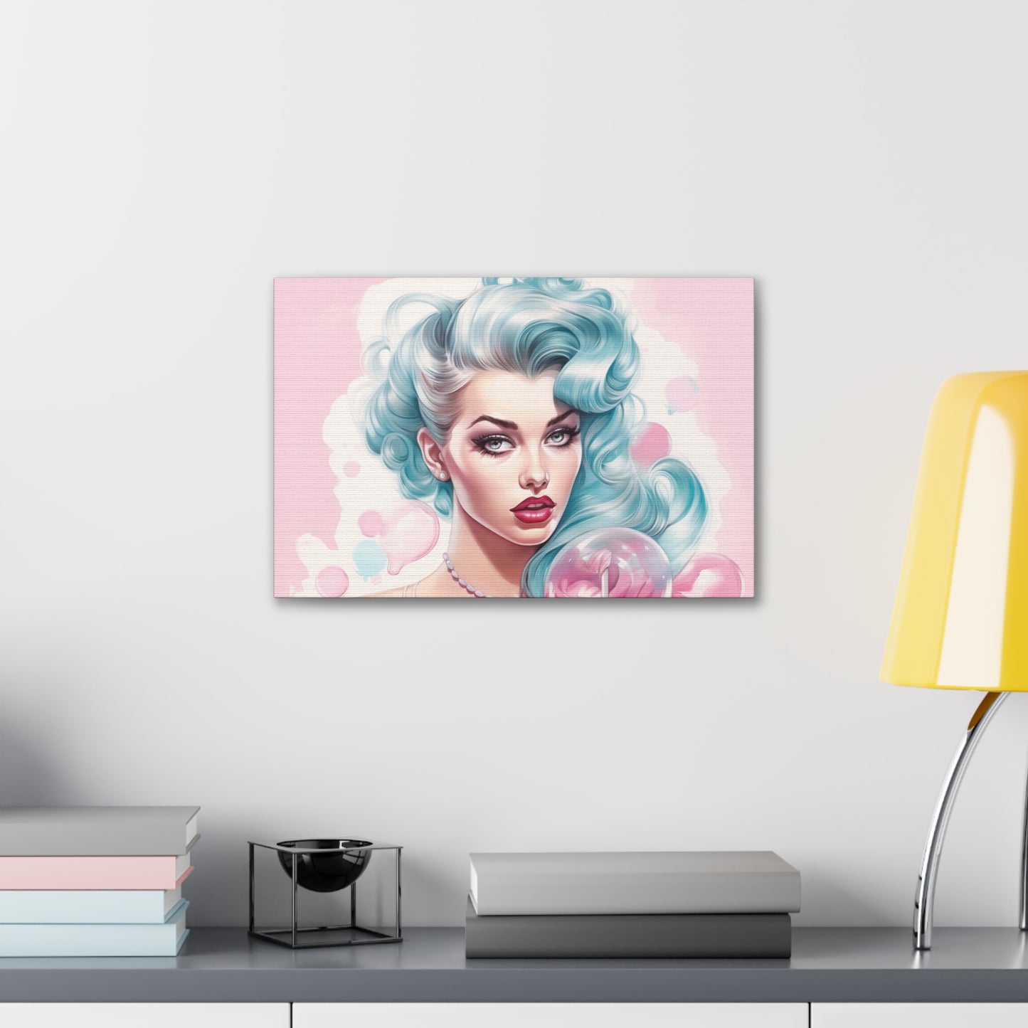 Canvas Gallery Wrapped High-Fashion Wall Art, Stylish Decor, Retro Femme Doll Pop Art – Tessa