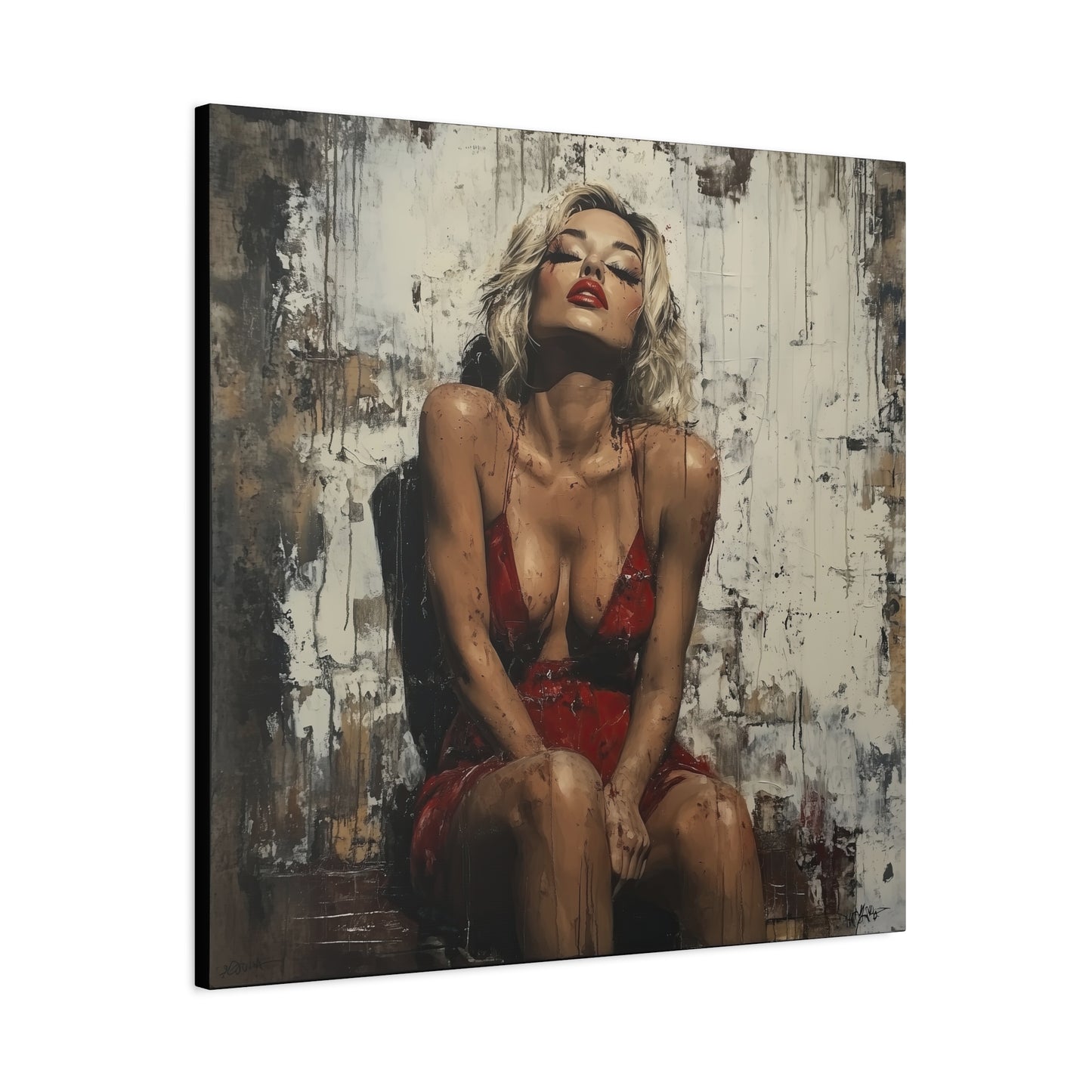 Gallery Wrapped Canvas, Guilt and Grit Adult Art Canvas, Erotic Pinup Art Canvas – Amara