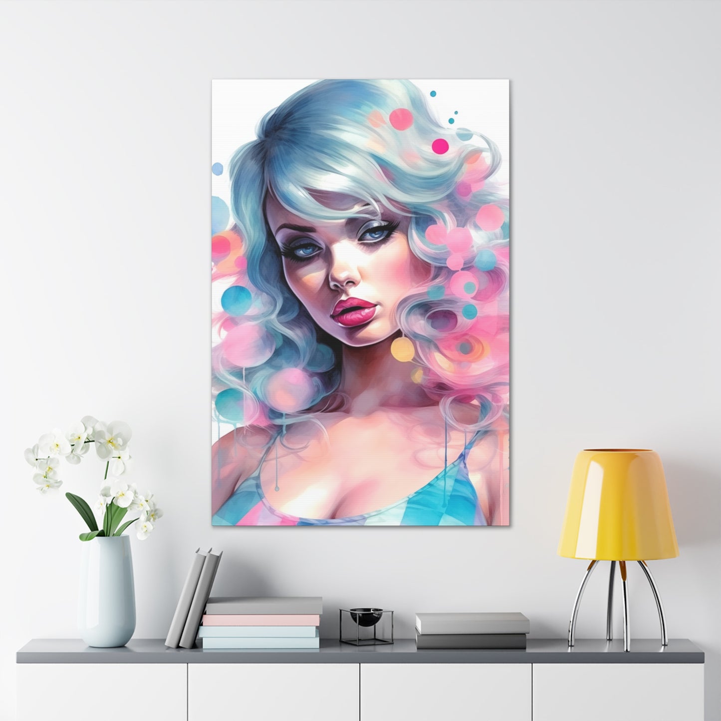 Canvas Gallery Wrapped High-Fashion Wall Art, Stylish Decor, Retro Femme Doll Pop Art – Sylvie