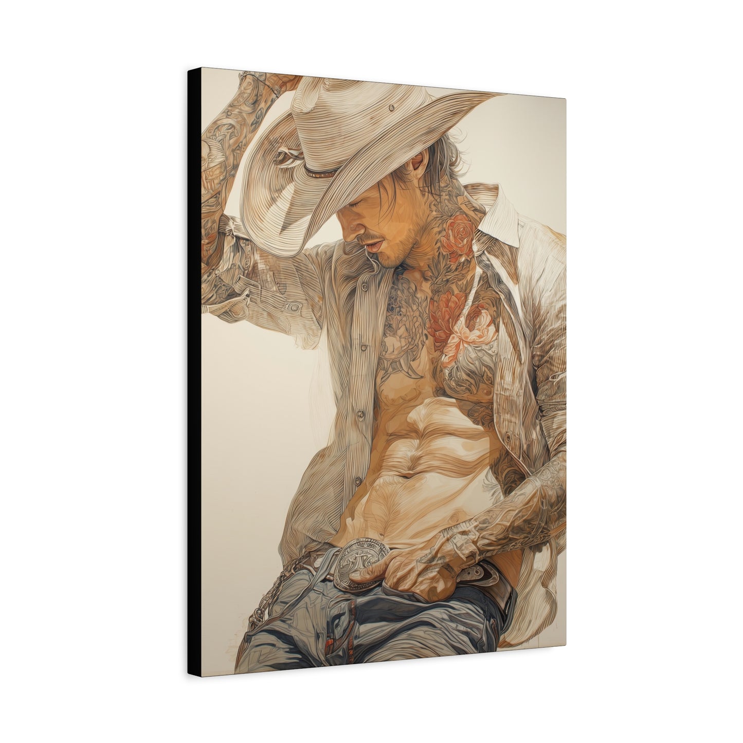 Gallery Wrapped Canvas, Wranglers and Wreckage Art Canvas, Erotic Pinup Art Canvas – Levi