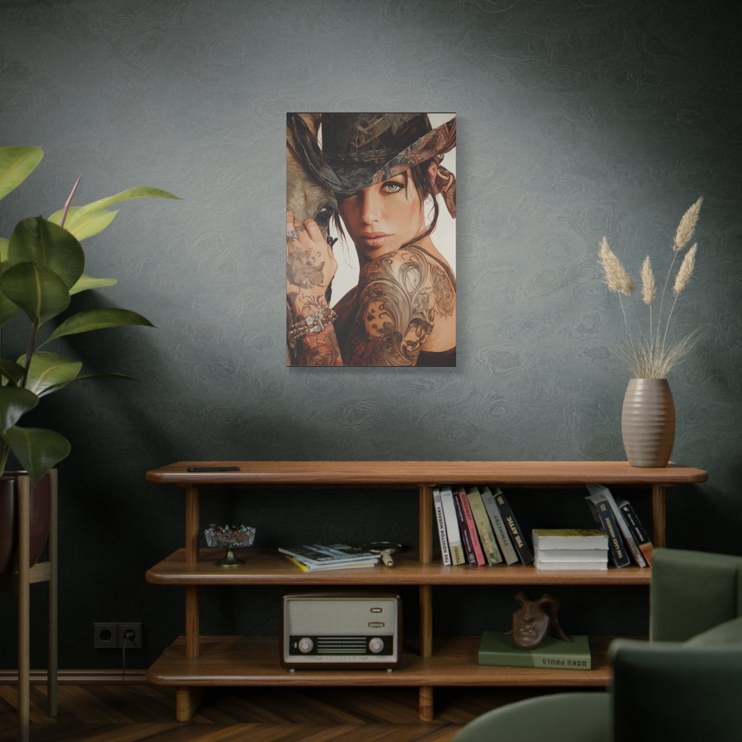 Gallery Wrapped Canvas, Wranglers and Wreckage Art Canvas, Erotic Pinup Art Canvas – Georgia