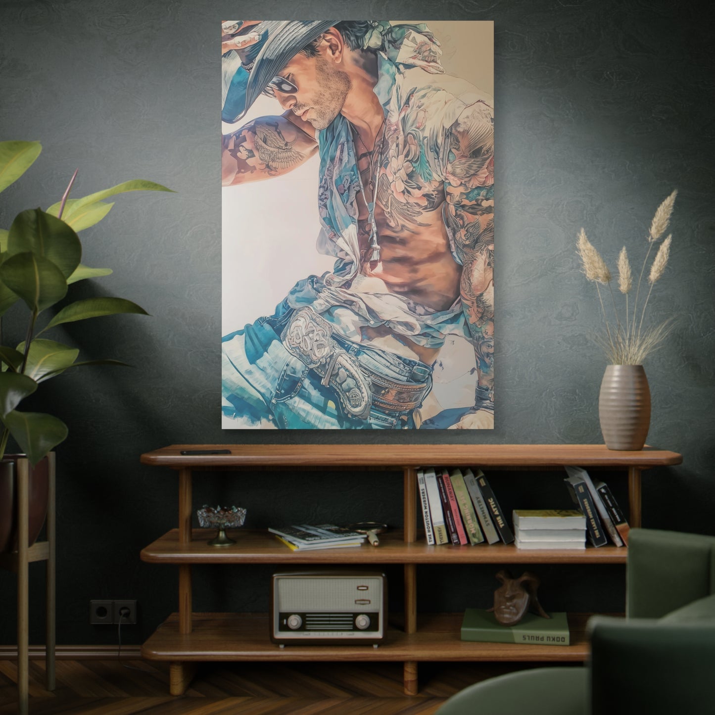 Gallery Wrapped Canvas, Wranglers and Wreckage Art Canvas, Erotic Pinup Art Canvas – Beau