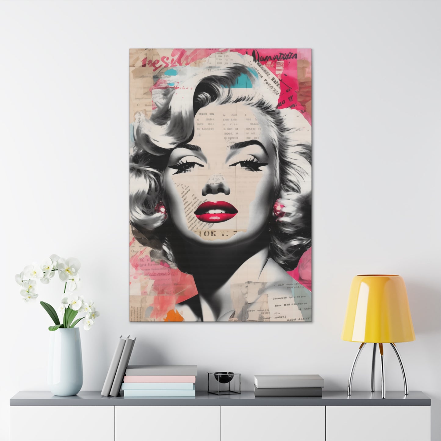 Canvas Wall Art, Gallery Wrapped Pop Art, Celebrity Wall Art – Marilyn Monroe - Newsprint