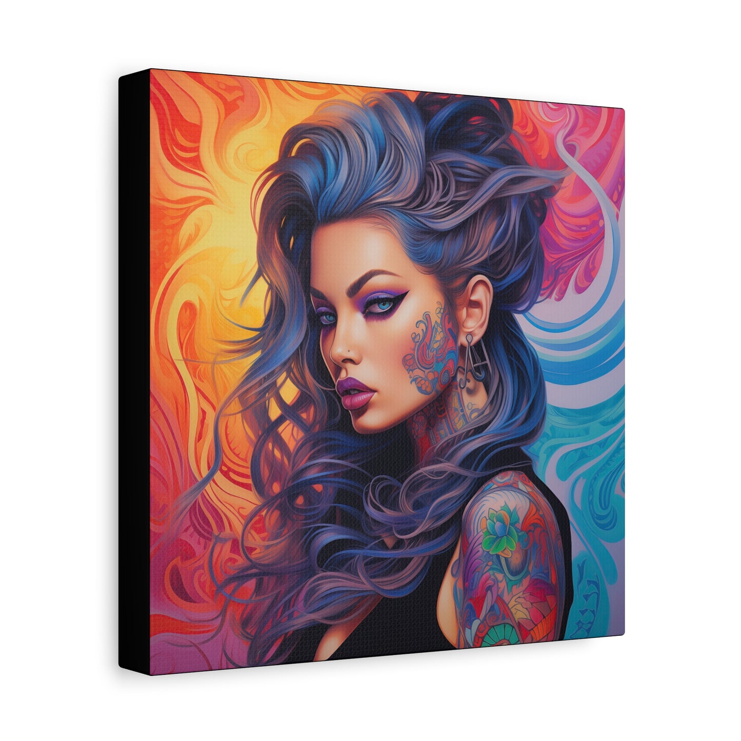 Gallery Wrapped Canvas, Edgy Tattooed Beauty, Urban Pop Art Canvas – Faye