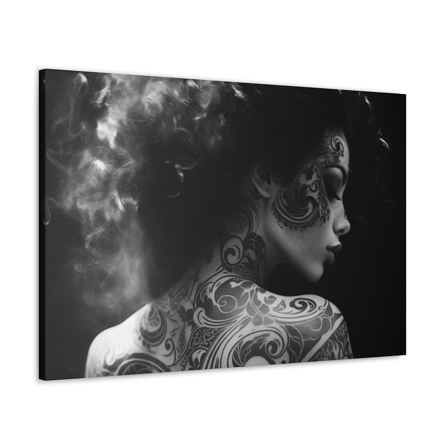 Canvas Gallery Wrap - Black and White Photography - Tattooed and Smoking Again
