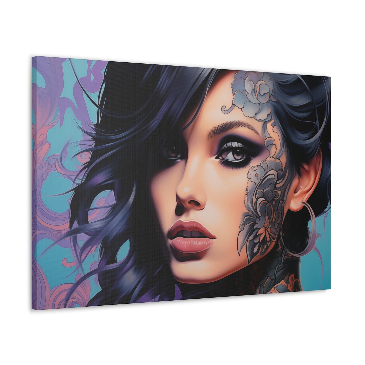 Gallery Wrapped Canvas, Edgy Tattooed Beauty, Urban Pop Art Canvas – Dominique