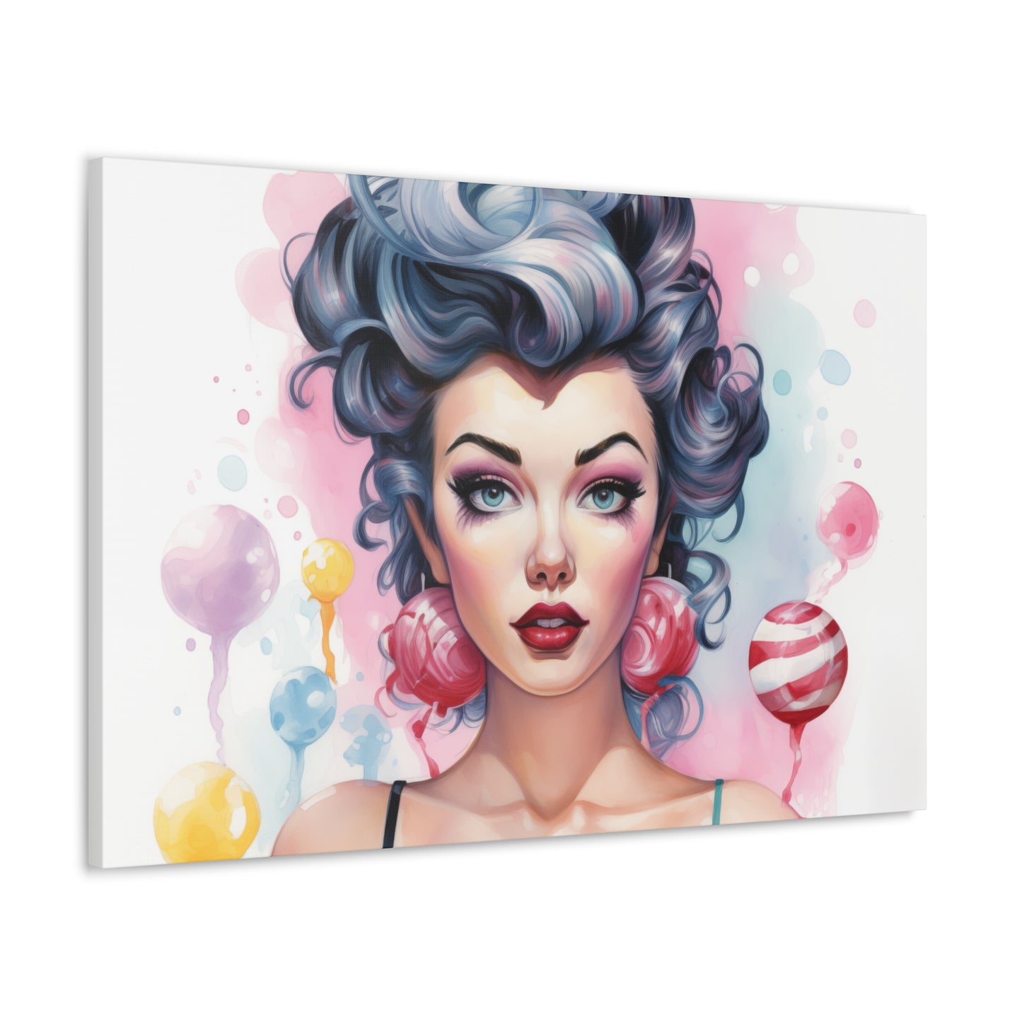 Canvas Gallery Wrapped High-Fashion Wall Art, Stylish Decor, Retro Femme Doll Pop Art – Poppy