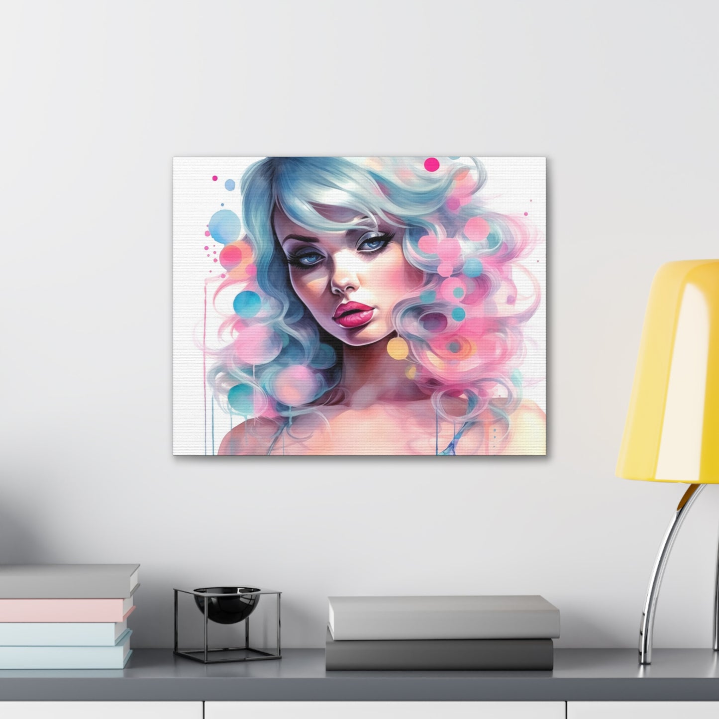 Canvas Gallery Wrapped High-Fashion Wall Art, Stylish Decor, Retro Femme Doll Pop Art – Sylvie