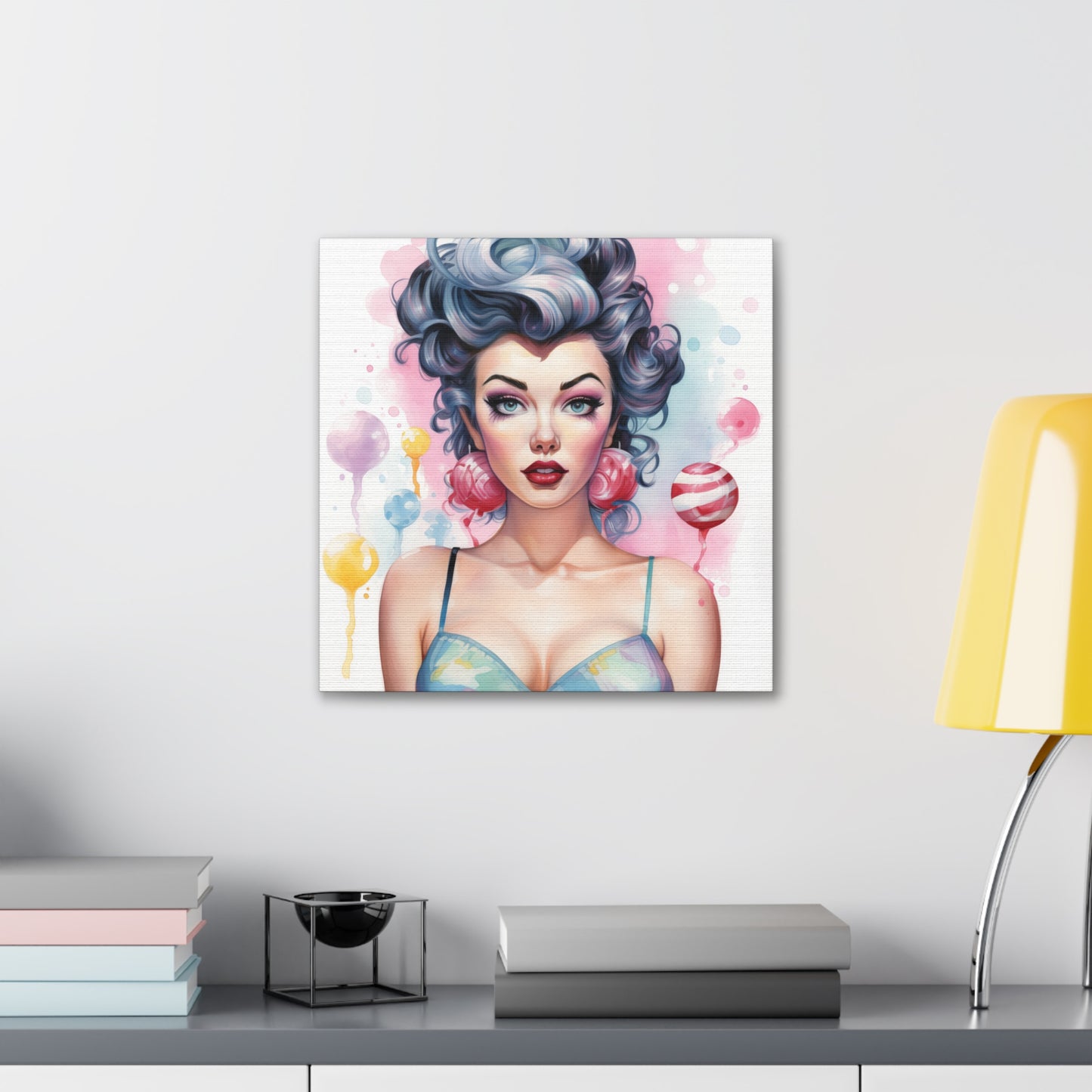 Canvas Gallery Wrapped High-Fashion Wall Art, Stylish Decor, Retro Femme Doll Pop Art – Poppy