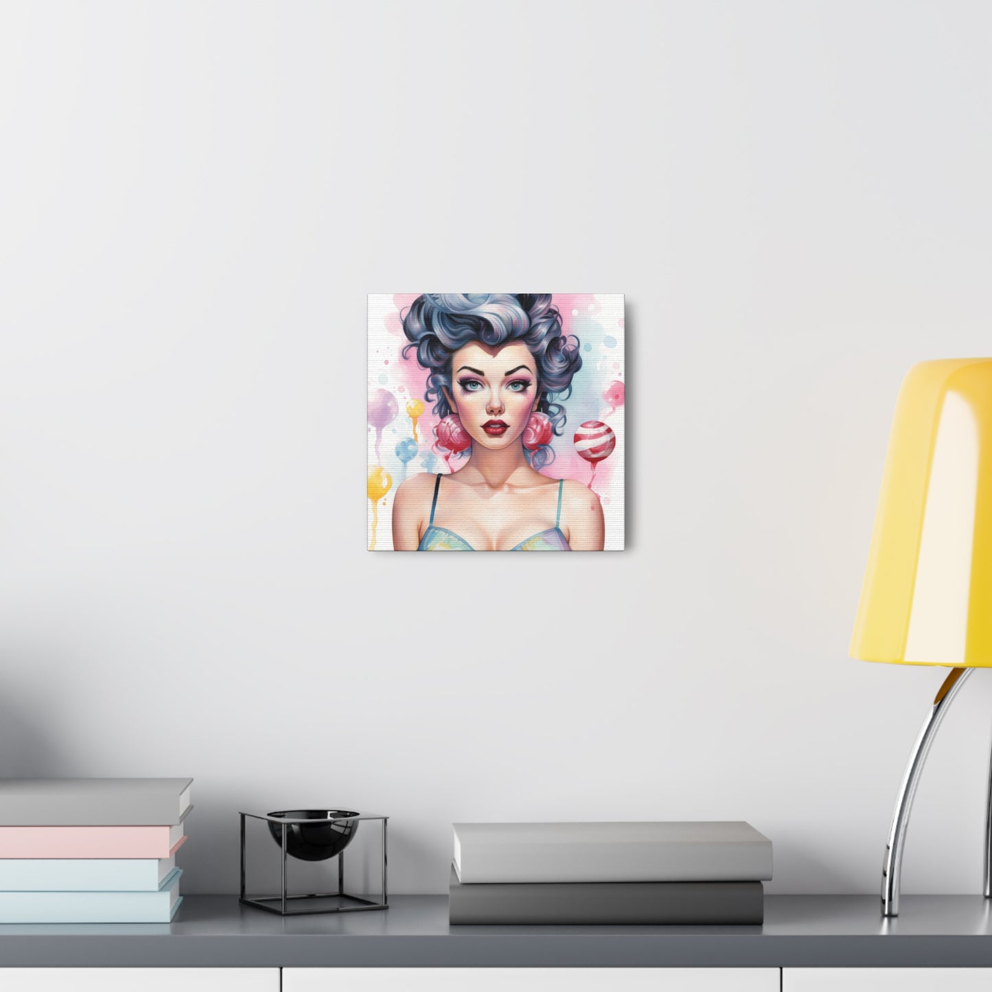 Canvas Gallery Wrapped High-Fashion Wall Art, Stylish Decor, Retro Femme Doll Pop Art – Poppy