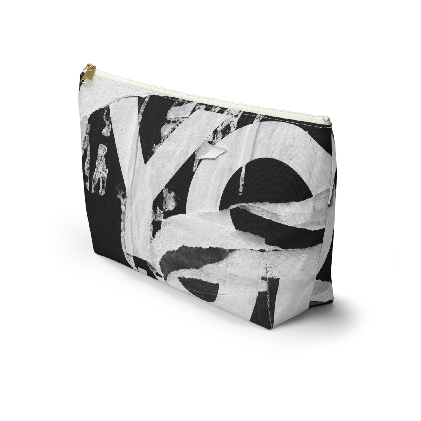 Accessory Pouch - Torn Poster Street Art Makeup Bag - Black and White YO - Urban Street Art