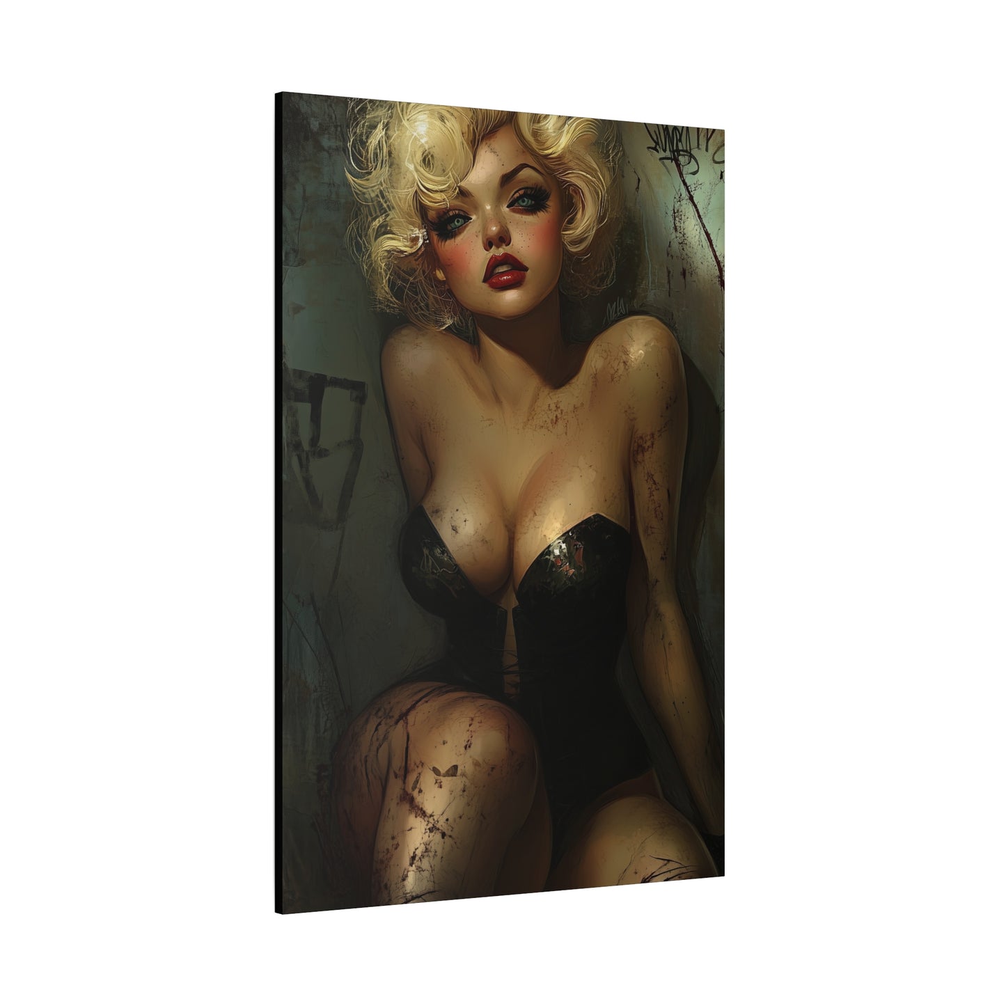 Gallery Wrapped Canvas, Guilt and Grit Adult Art Canvas, Erotic Pinup Art Canvas – Naomi
