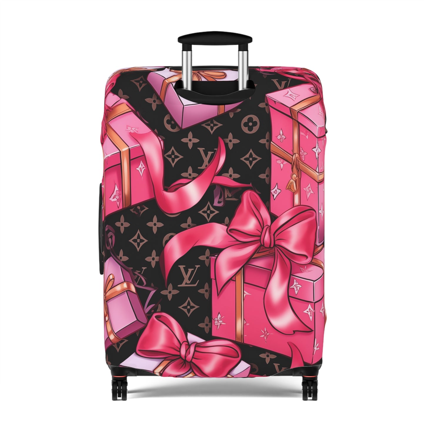 Designer Inspired Luggage Cover - LV Hot Pink