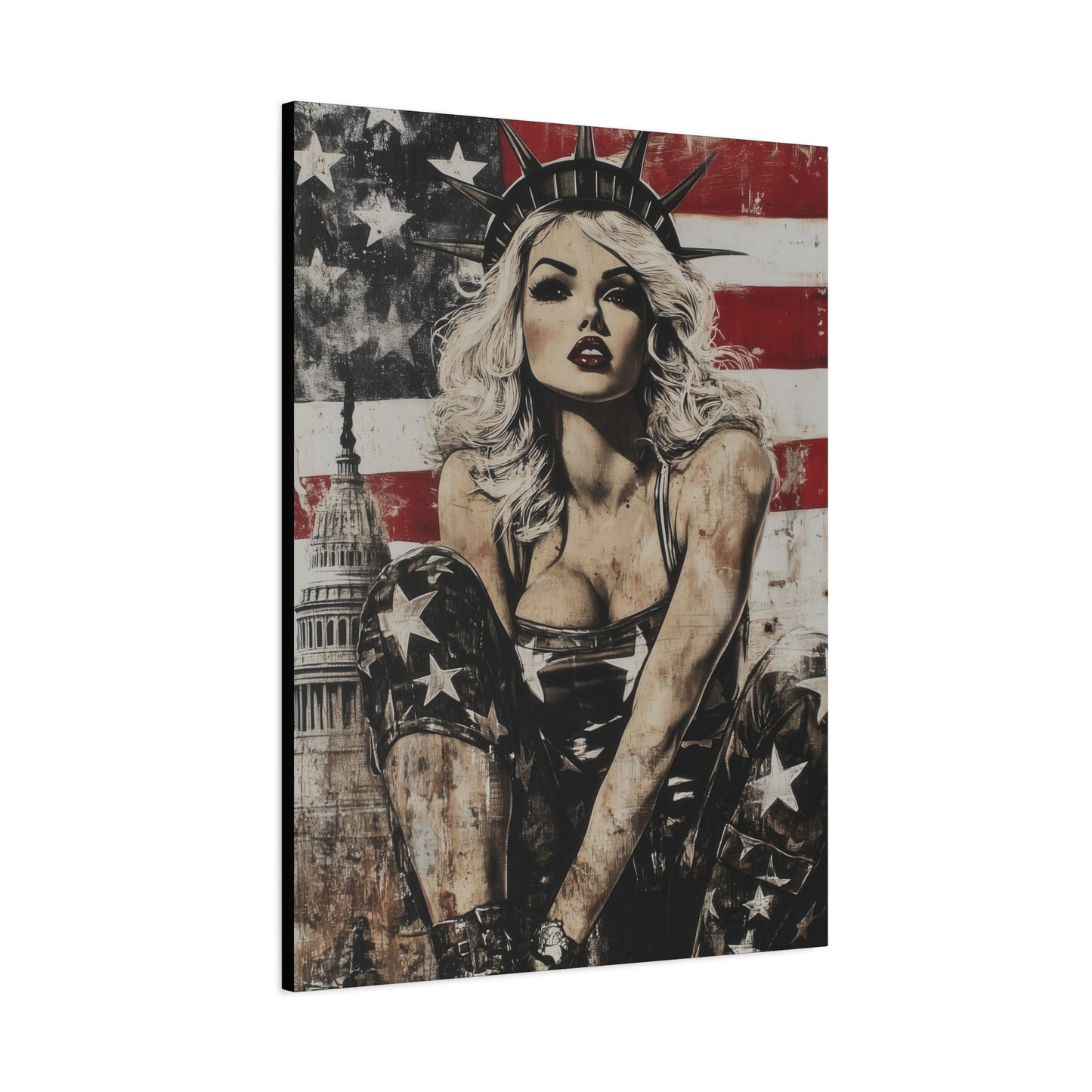 Gallery Wrapped Canvas, American Nonsense Art Canvas, Political Pinup Art Canvas – Kimberly