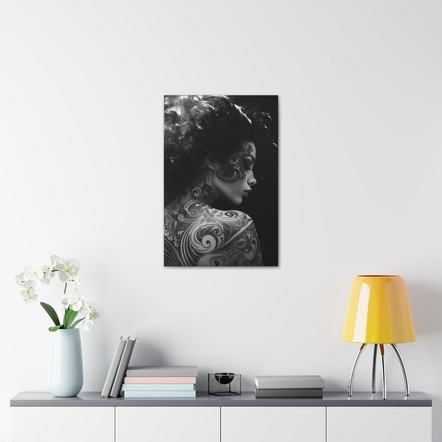 Canvas Gallery Wrap - Black and White Photography - Tattooed and Smoking Again