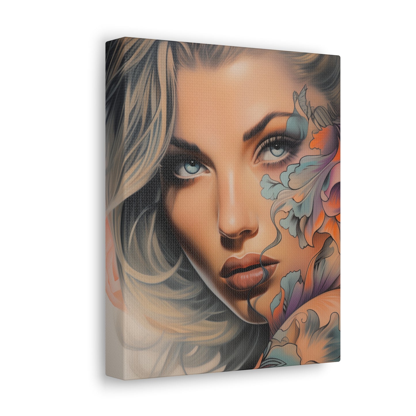 Gallery Wrapped Canvas, Edgy Tattooed Beauty, Urban Pop Art Canvas – Bella