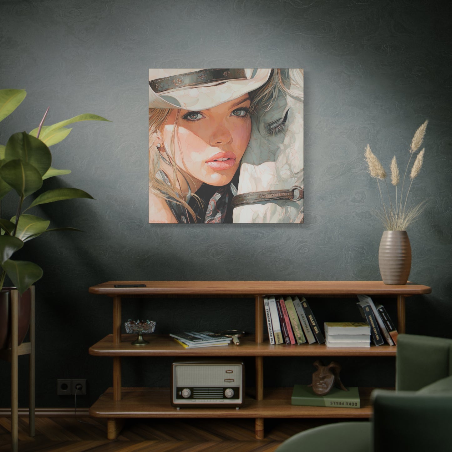 Gallery Wrapped Canvas, Wranglers and Wreckage Art Canvas, Erotic Pinup Art Canvas – Jolene