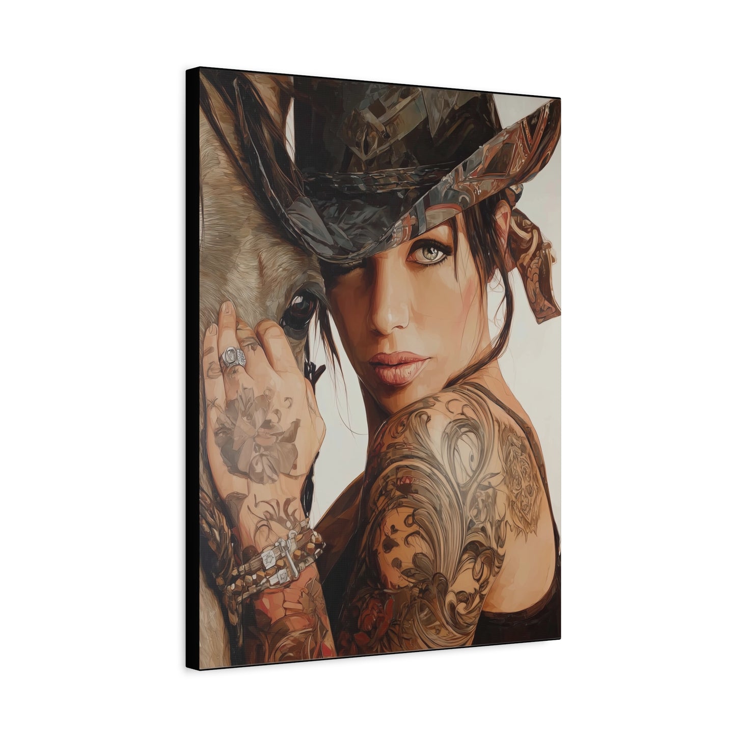 Gallery Wrapped Canvas, Wranglers and Wreckage Art Canvas, Erotic Pinup Art Canvas – Georgia