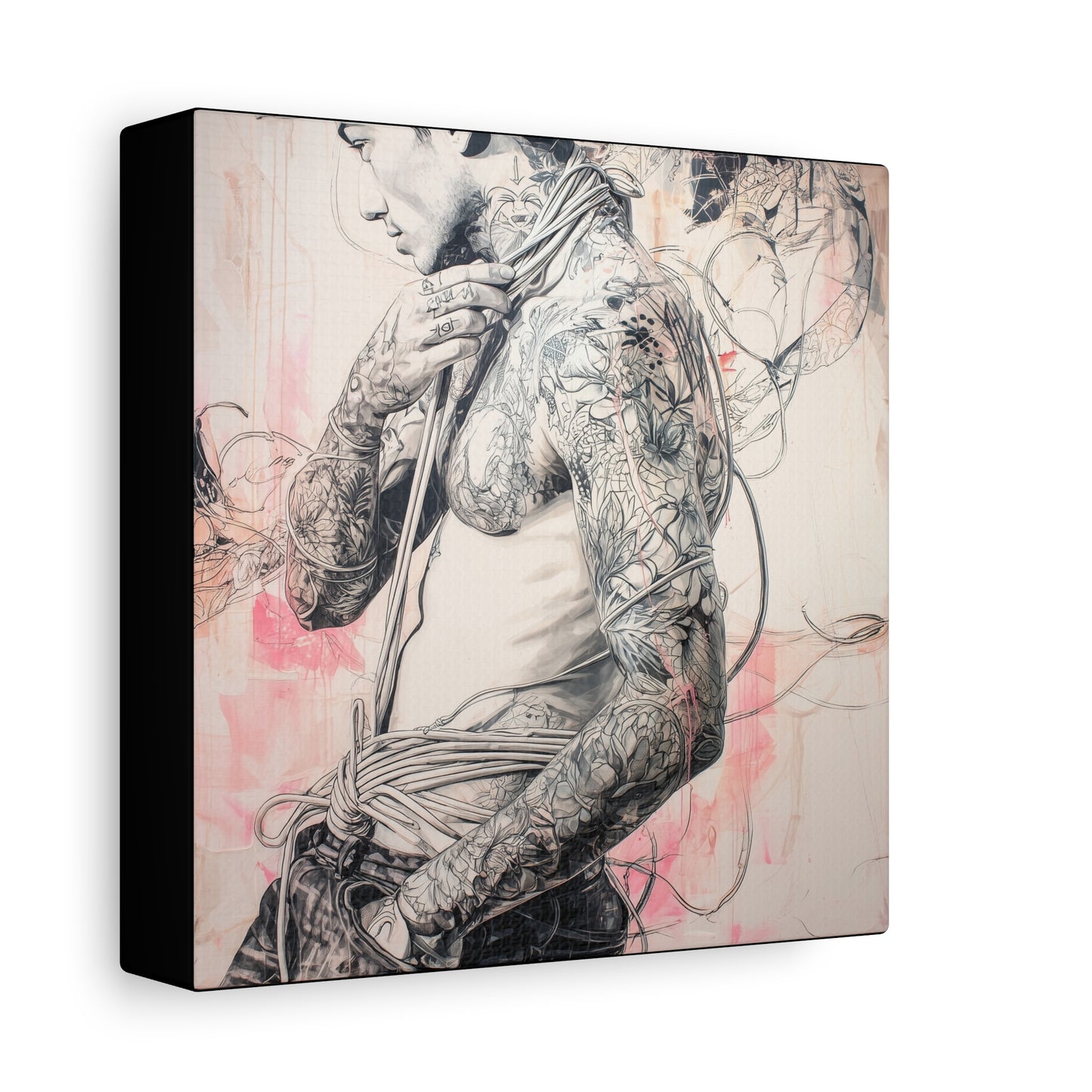 Gallery Wrapped Canvas, Ropes and Reverence Art Canvas, Erotic Shibari Art Canvas – Asher