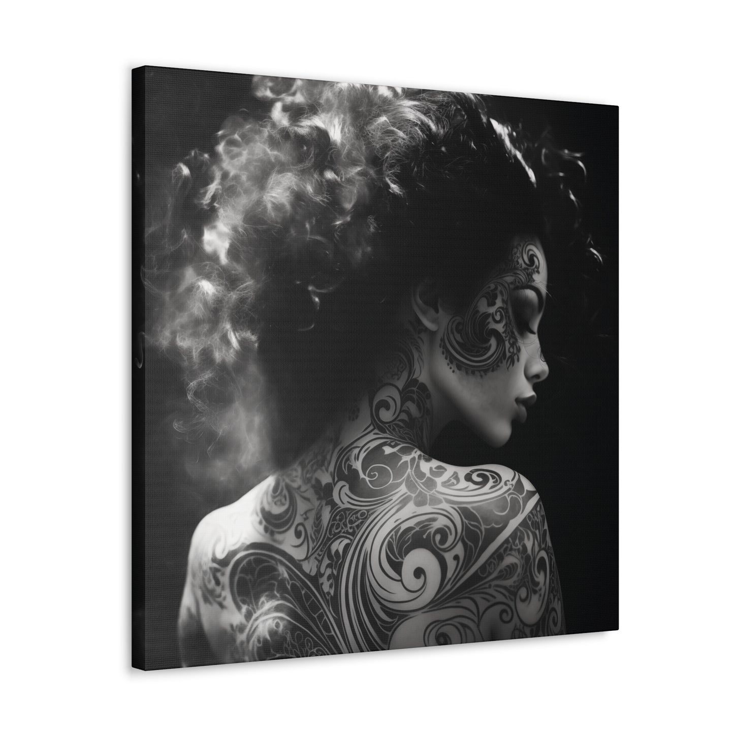 Canvas Gallery Wrap - Black and White Photography - Tattooed and Smoking Again