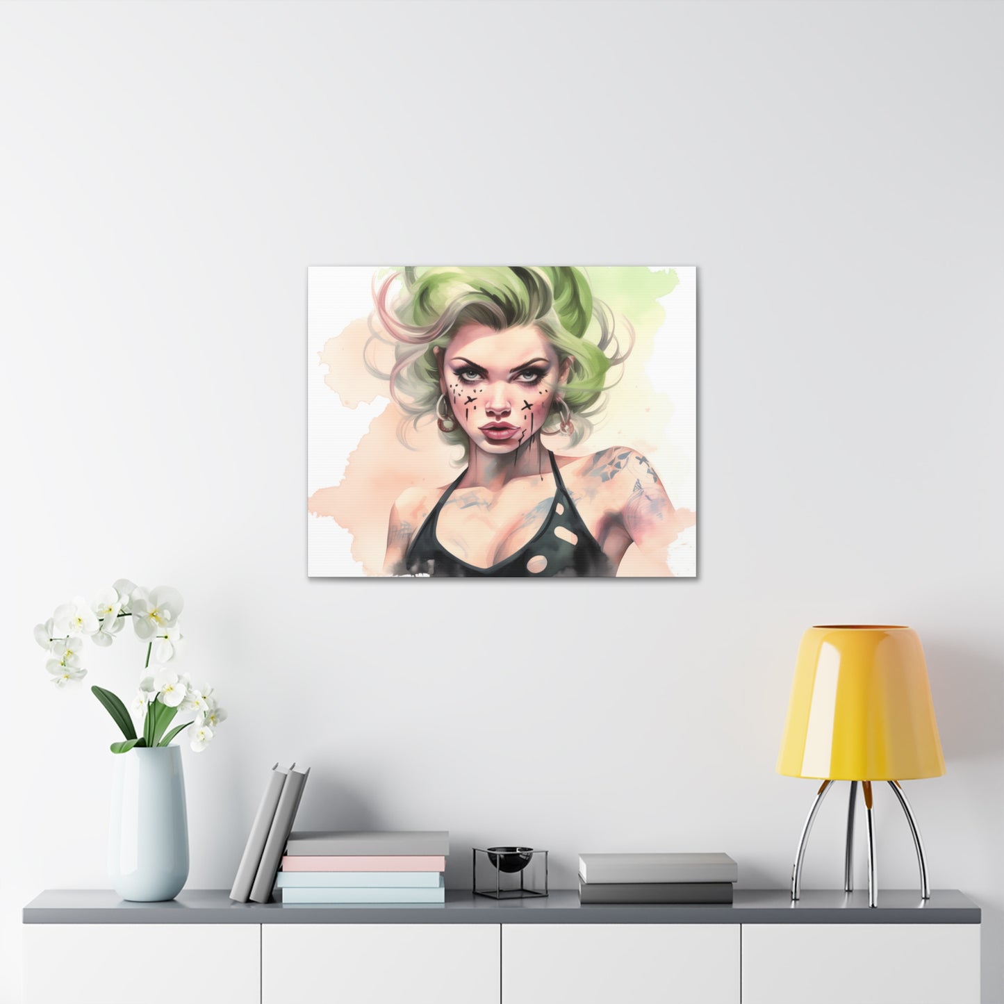 Gallery Wrapped Canvas, Edgy Tattooed Beauty, Urban Pop Art Canvas – Ivy