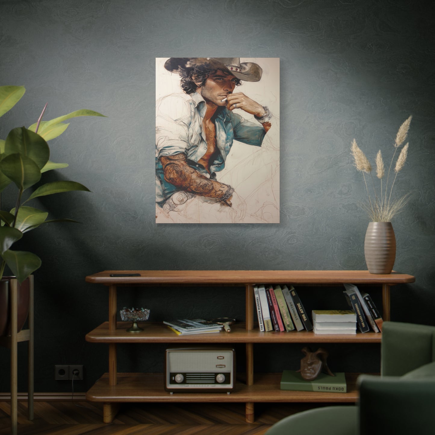 Gallery Wrapped Canvas, Wranglers and Wreckage Art Canvas, Erotic Pinup Art Canvas – Chase