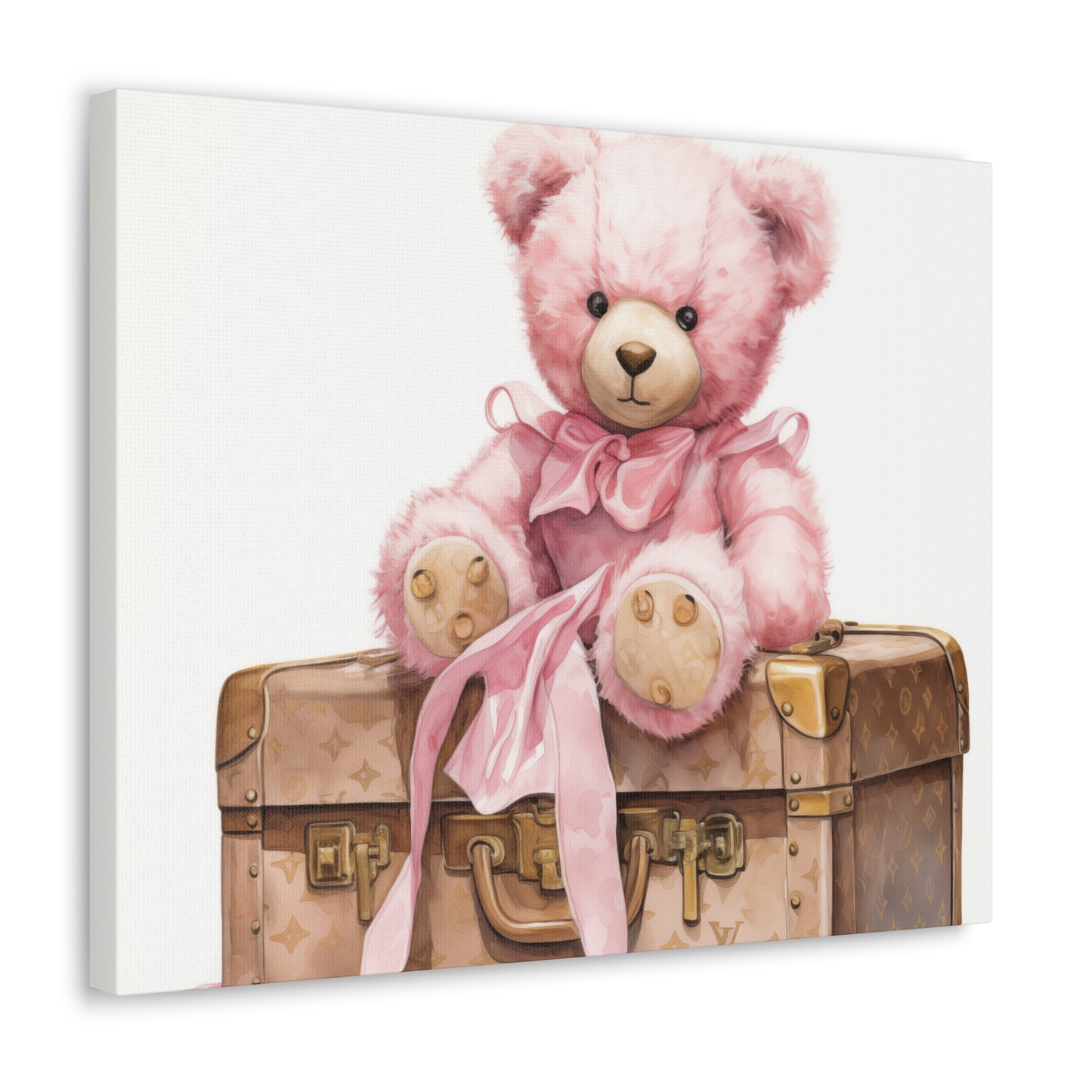 Canvas Gallery Wrap - LV Bear Wall Art - Gold Buttons