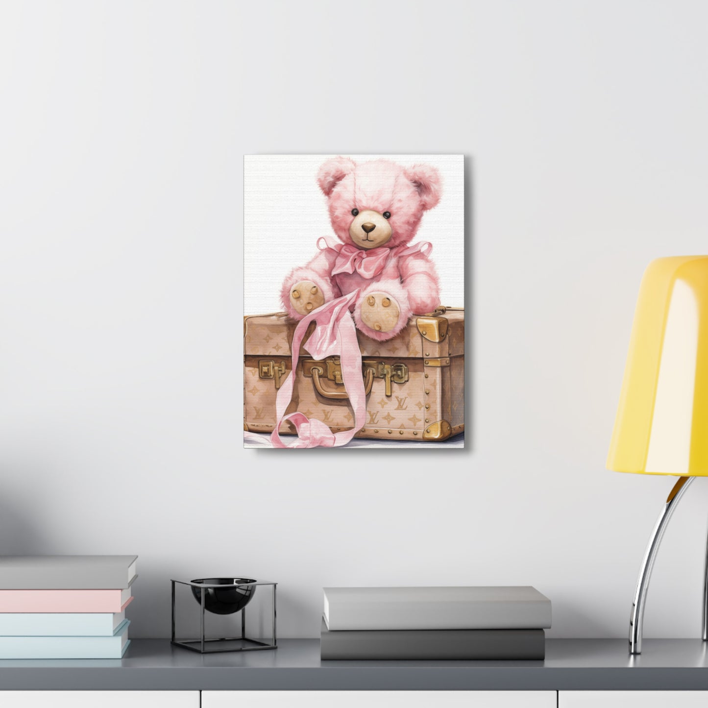 Canvas Gallery Wrap - LV Bear Wall Art - Gold Buttons