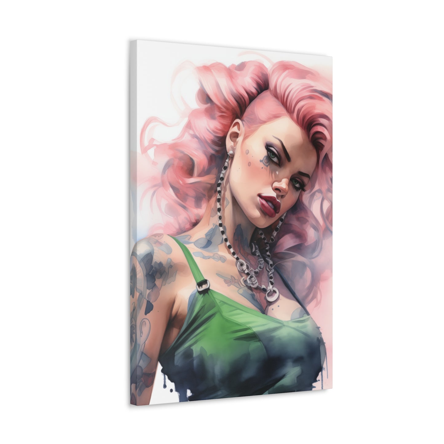 Gallery Wrapped Canvas, Edgy Tattooed Beauty, Urban Pop Art Canvas – Colette