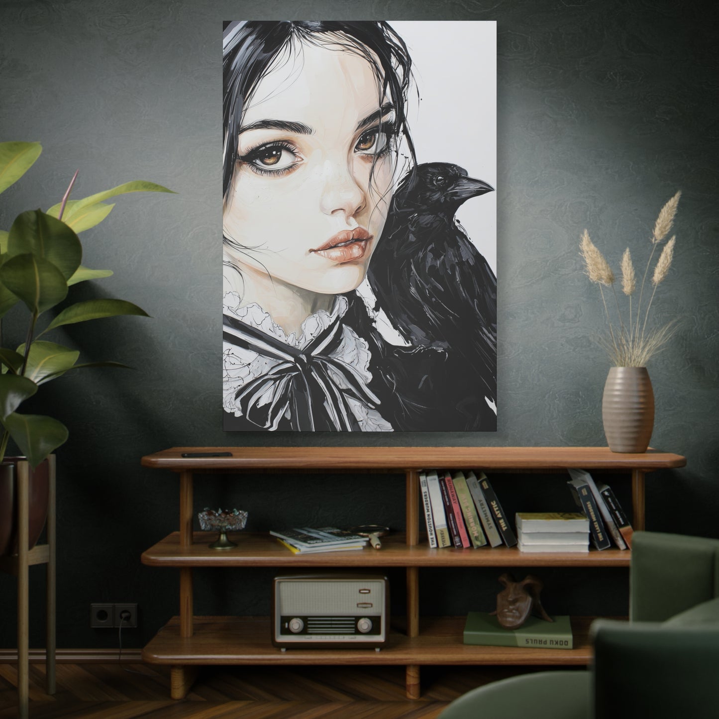 Gallery Wrapped Canvas, Myth and Bones Gothic Art Canvas, Dark Muse Canvas - Elowen